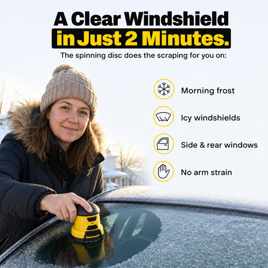 A clear windshield in just 2 minutes with the Frostio spinning disc